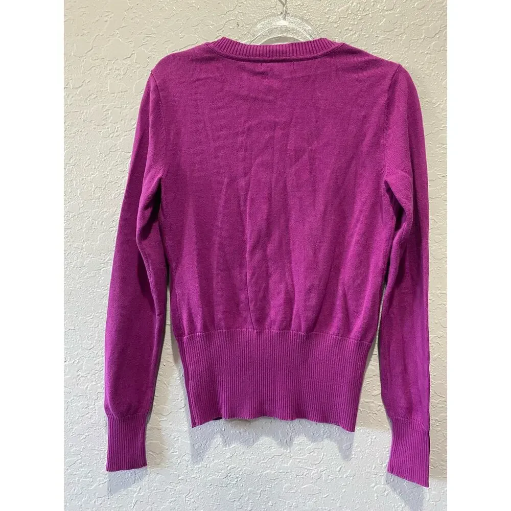 Vinatge New York & Company Purple Argyle Cardigan XS Academia Preppy Goth